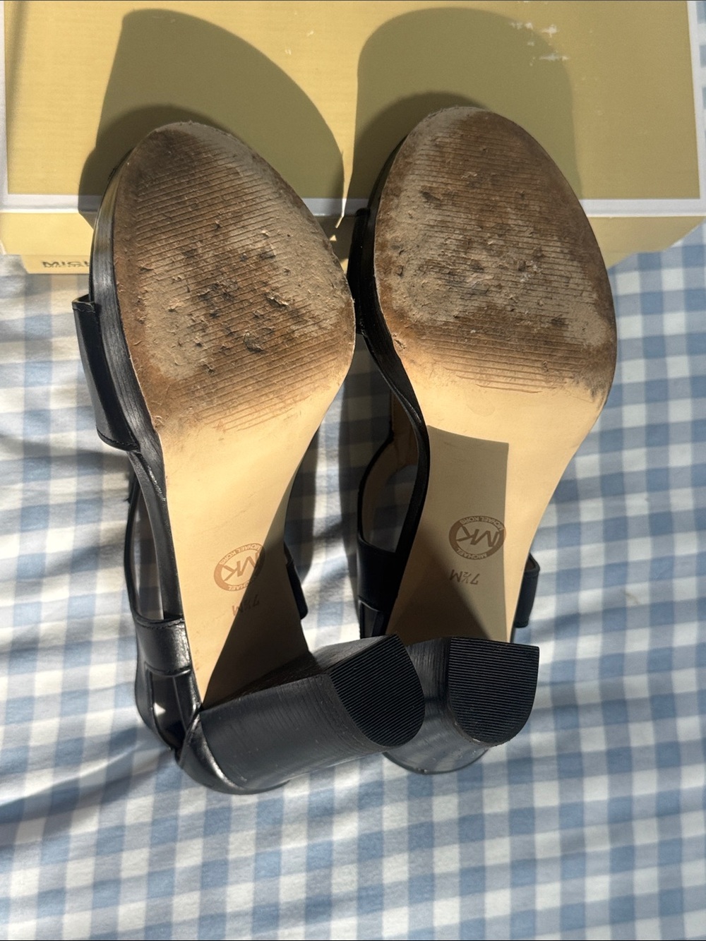 Michael Kors Black Leather Zip-Front Platform Heels - Picture 4 of 5